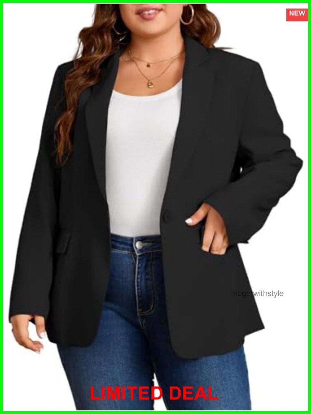Womens Plus Size Long Sleeve Open Front Blazer Work Office Suit Jacket